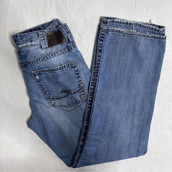 Silver 925 Series Denim Jeans Men's size 32 x 32 Distressed Straight Leg - Picture 1 of 10